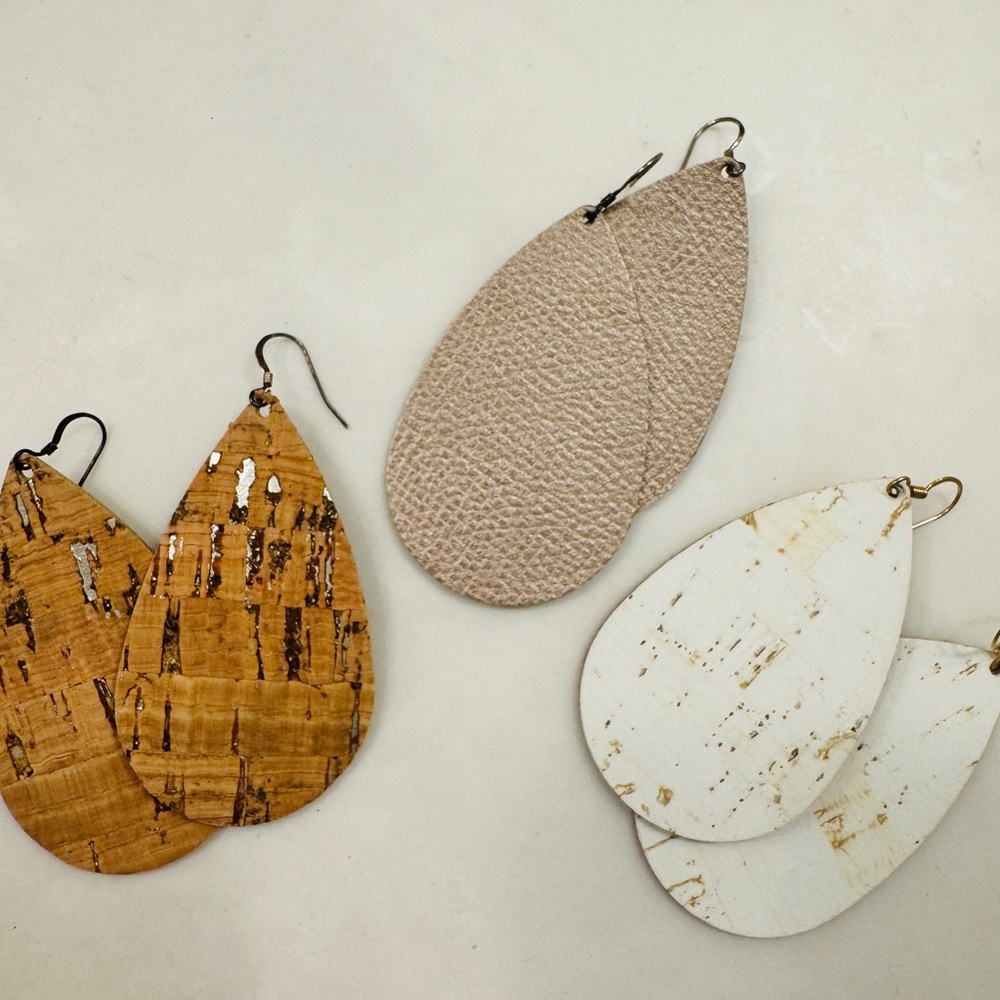 Trio of Teardrop Earrings in Neutral Tones